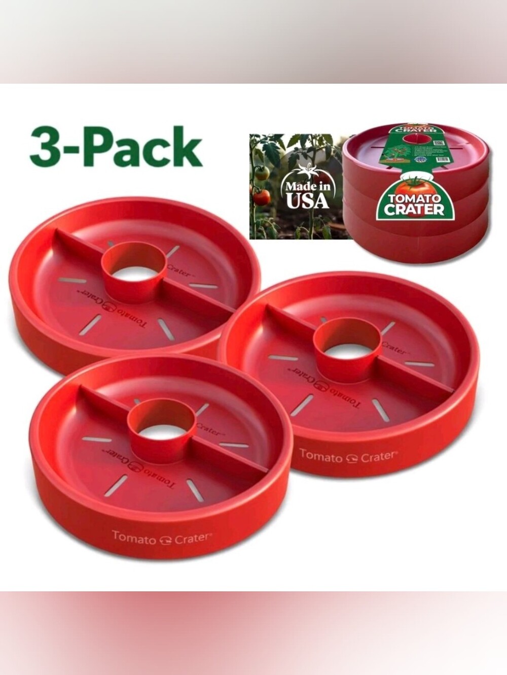Tomato Crater Vegetable Fruit Gardening Root Zone Watering Ring Plant Base 3 Pc.